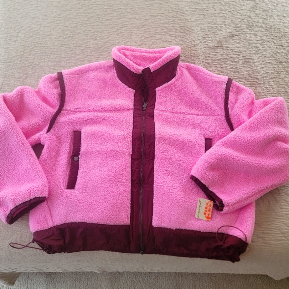 Free People Pink Fleece Jacket